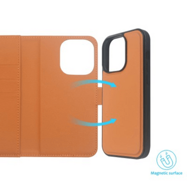 iPhone 14 Pro Max Compatible Case Cover With 2-in-1 Flip Leather Wallet - Brown